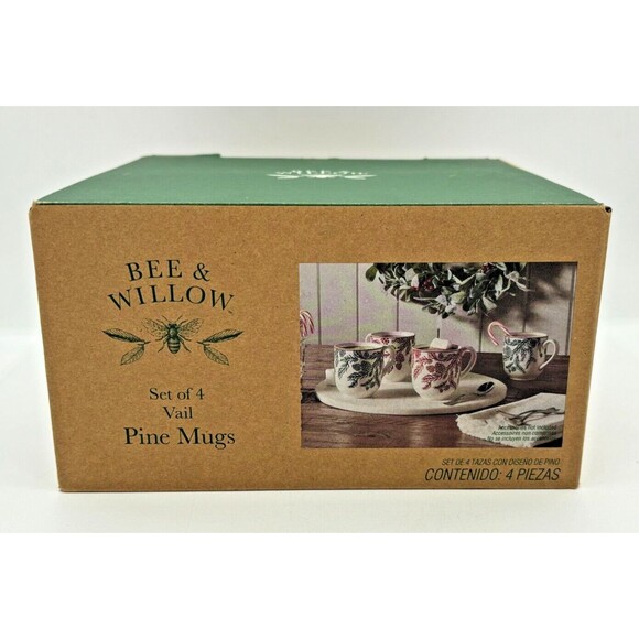 Bee & Willow Set of 4 Vail Pine Tree Mugs Bed Bath & Beyond Exclusive NIB NOS - Picture 1 of 16